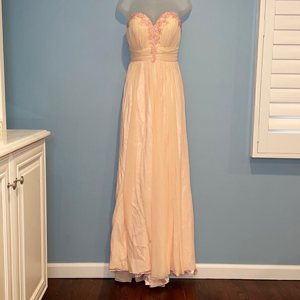 Jovani Dress prom formal wedding Strapless  Lace Rhinestone Black Tie Homecoming